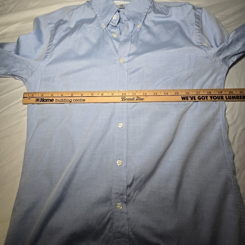 Paul Fredrick Men's 15-33 Trim Fit 💯 Light Blue Button-Down Shirt - Picture 6 of 8